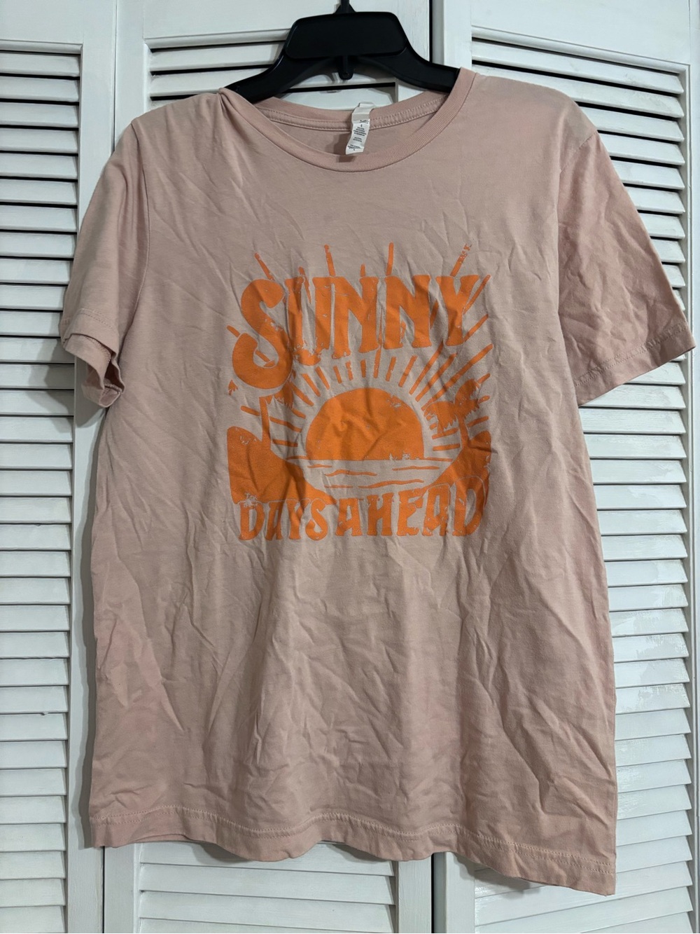 Pink Lily Sunny Daysahead Graphic Tee - Light Pink with Orange Print
